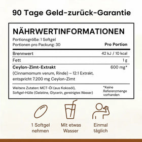 Ceylon-Zimt 7.200 mg Äquivalent – Softgels mit MCT-Öl