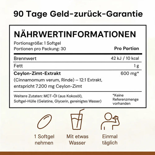 Ceylon-Zimt 7.200 mg Äquivalent – Softgels mit MCT-Öl