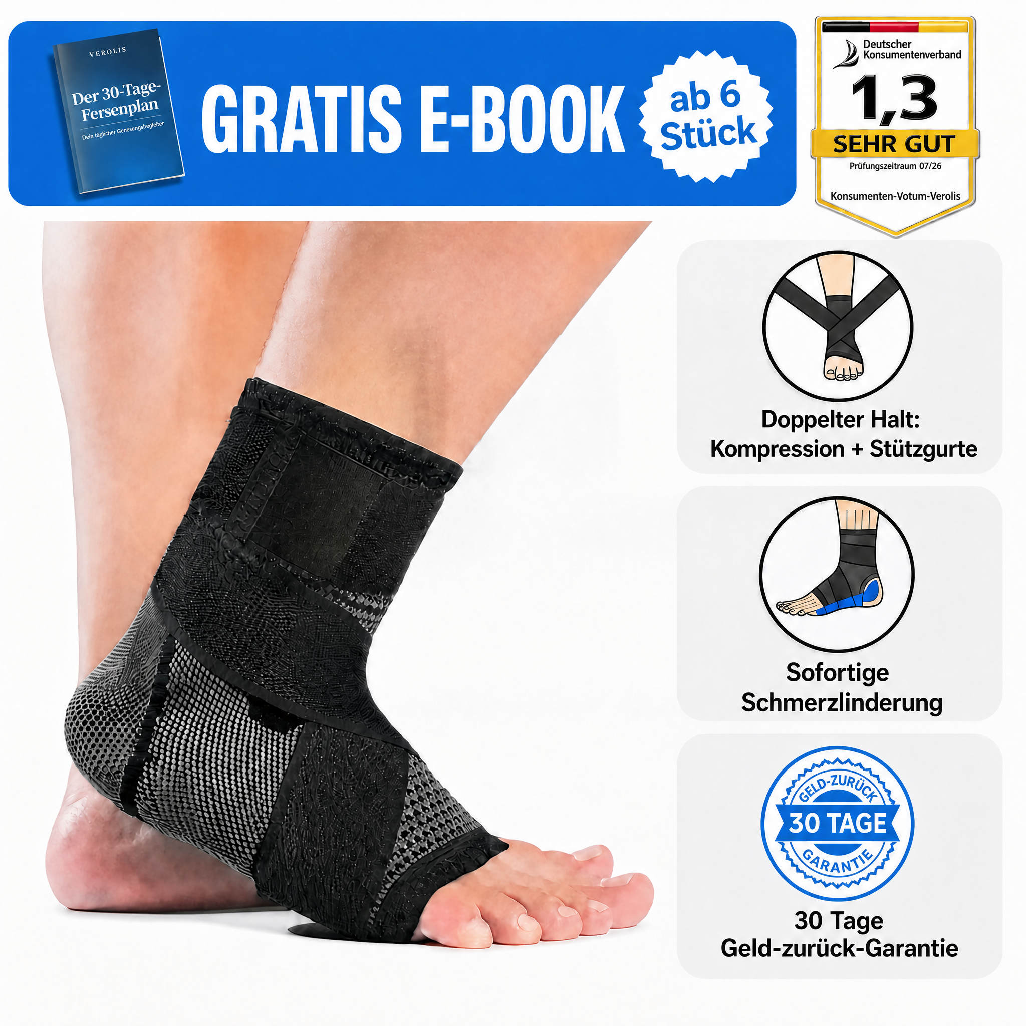 Verolis Fußbandage mit Gratis-E-Book ab 6 Stück