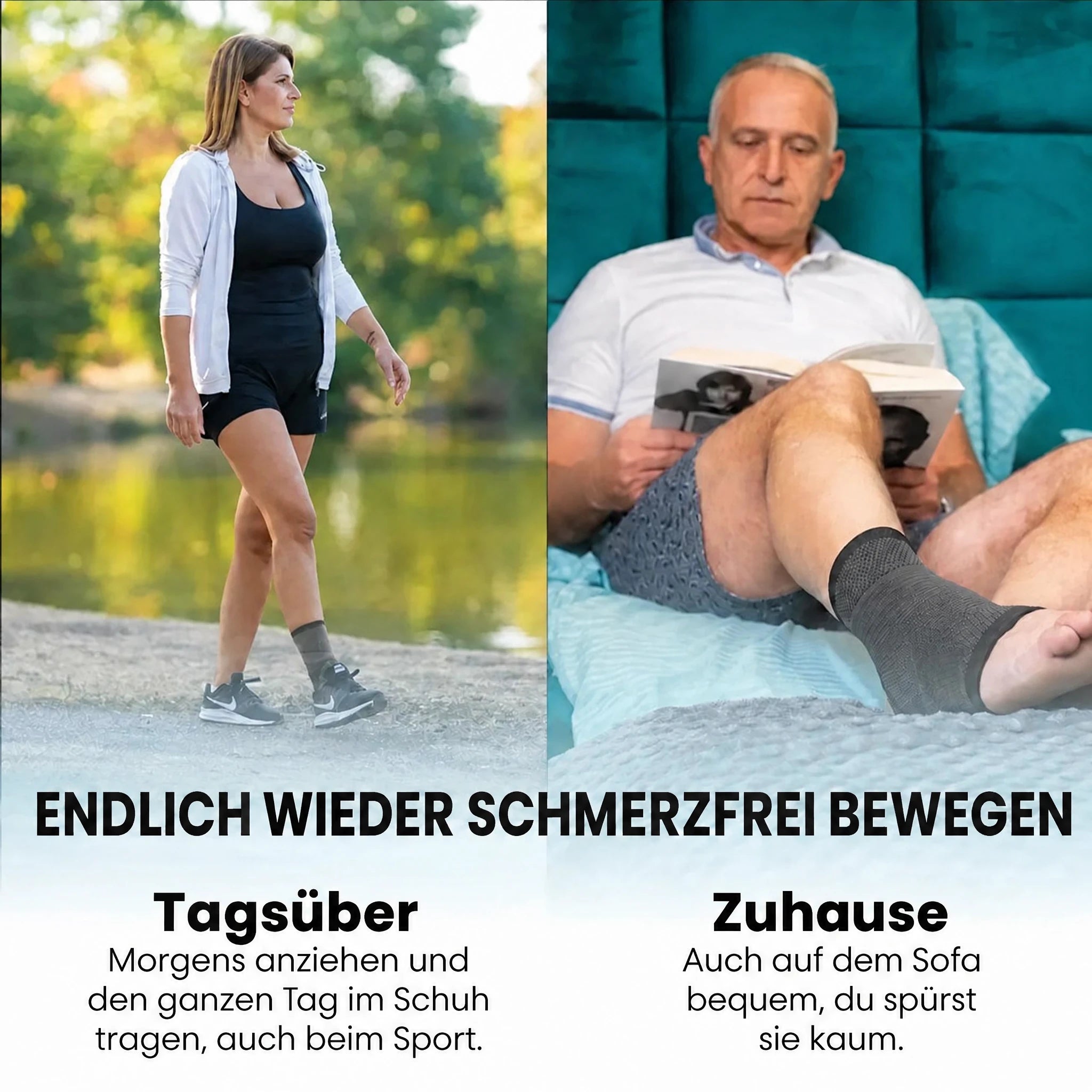 Verolis Fußbandage: tagsüber im Schuh und zuhause tragen